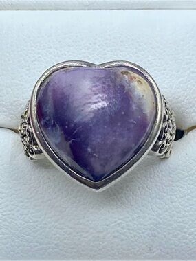 Sterling Silver BBJ Purple Stone Heart Ring
